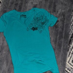 Fox Women's Turquoise V-Neck Tee